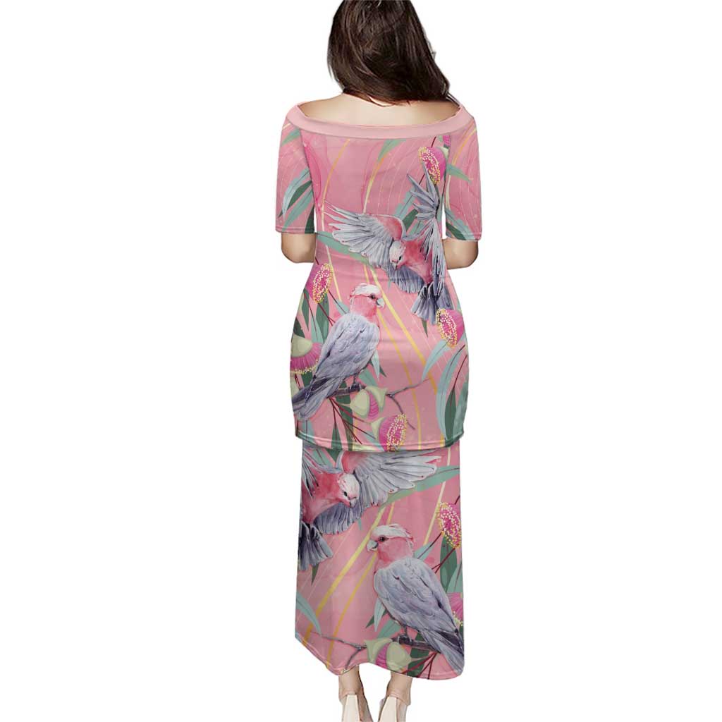 Australia Breast Cancer Awareness Puletasi Pink Galah with Eucalyptus Flowers - Aussie Hoodie