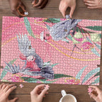 Australia Breast Cancer Awareness Puzzle Pink Galah with Eucalyptus Flowers - Aussie Hoodie