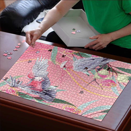 Australia Breast Cancer Awareness Puzzle Pink Galah with Eucalyptus Flowers - Aussie Hoodie