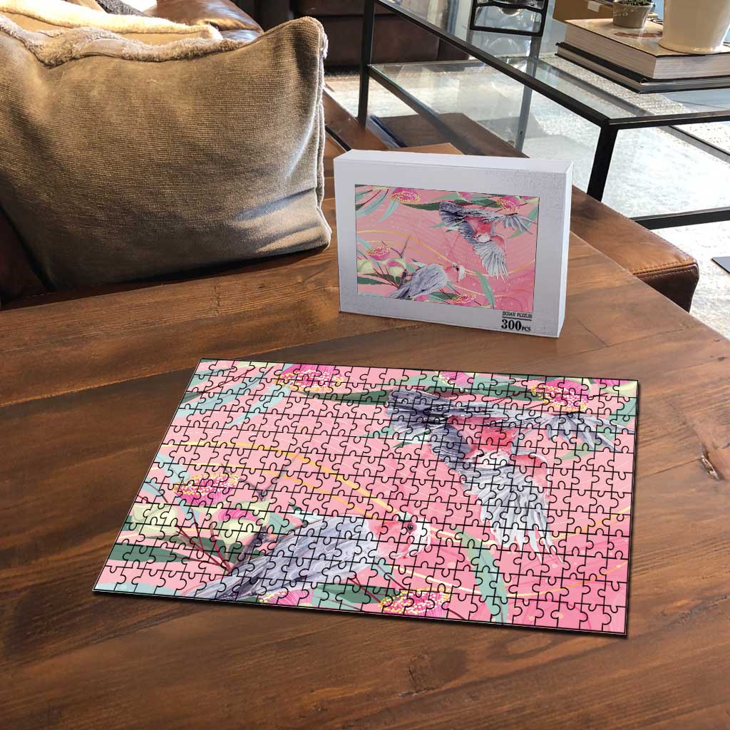 Australia Breast Cancer Awareness Puzzle Pink Galah with Eucalyptus Flowers - Aussie Hoodie