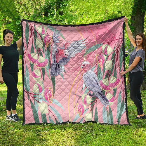 Australia Breast Cancer Awareness Quilt Pink Galah with Eucalyptus Flowers - Aussie Hoodie