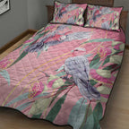 Australia Breast Cancer Awareness Quilt Bed Set Pink Galah with Eucalyptus Flowers - Aussie Hoodie