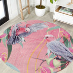 Australia Breast Cancer Awareness Round Carpet Pink Galah with Eucalyptus Flowers - Aussie Hoodie