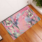 Australia Breast Cancer Awareness Rubber Doormat Pink Galah with Eucalyptus Flowers - Aussie Hoodie