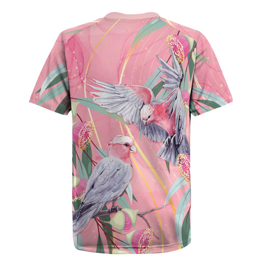 Australia Breast Cancer Awareness Rugby Jersey Pink Galah with Eucalyptus Flowers - Aussie Hoodie