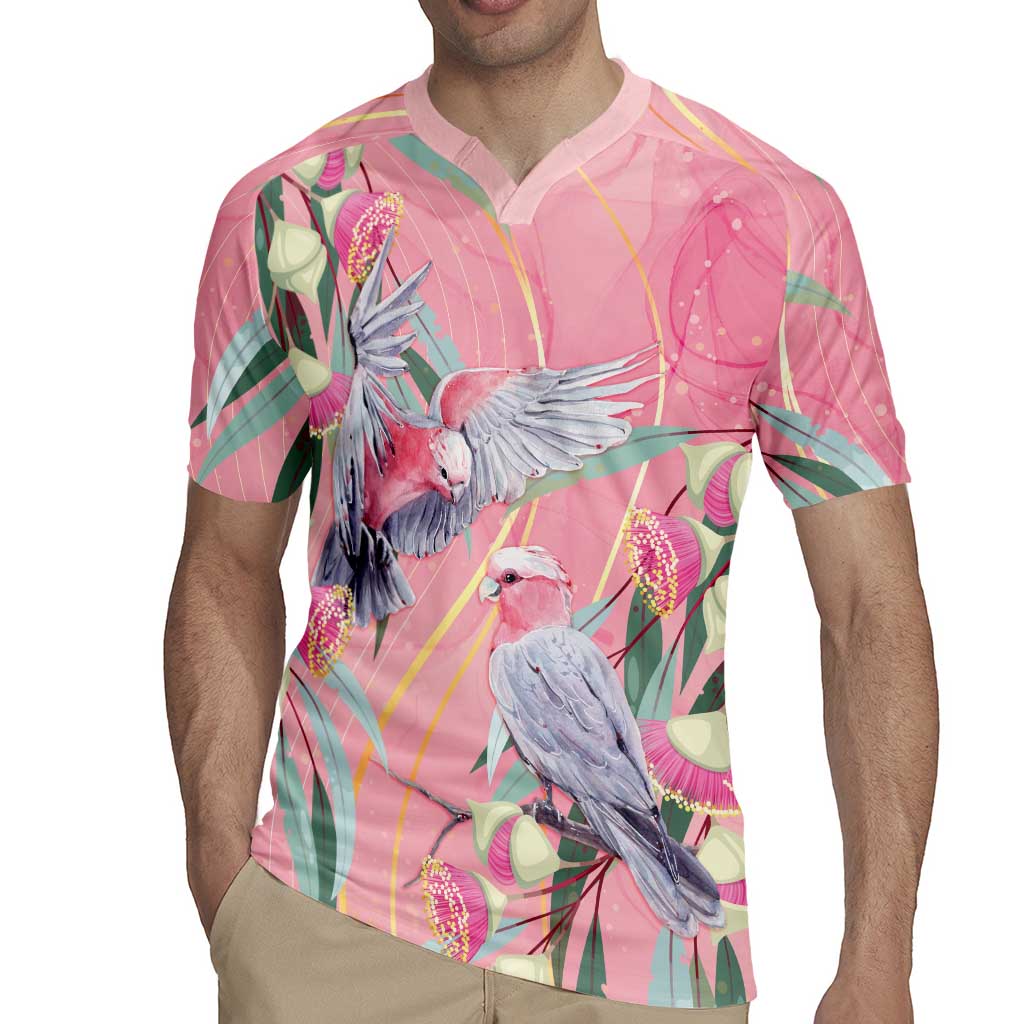 Australia Breast Cancer Awareness Rugby Jersey Pink Galah with Eucalyptus Flowers - Aussie Hoodie