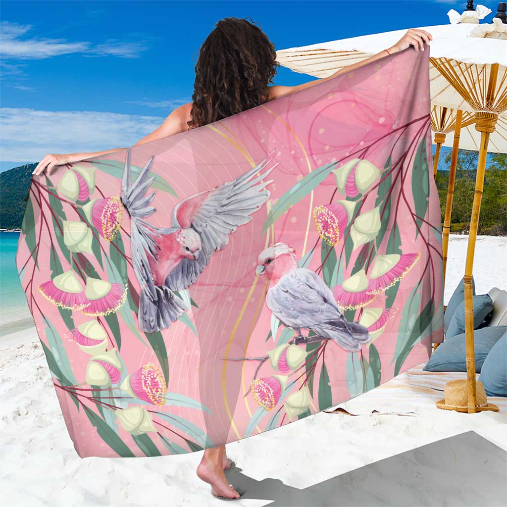 Australia Breast Cancer Awareness Sarong Pink Galah with Eucalyptus Flowers - Aussie Hoodie