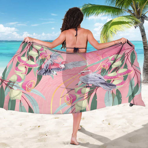 Australia Breast Cancer Awareness Sarong Pink Galah with Eucalyptus Flowers - Aussie Hoodie