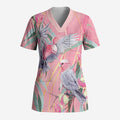 Australia Breast Cancer Awareness Scrub Top Pink Galah with Eucalyptus Flowers - Aussie Hoodie