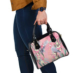 Australia Breast Cancer Awareness Shoulder Handbag Pink Galah with Eucalyptus Flowers - Aussie Hoodie