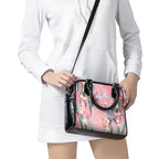 Australia Breast Cancer Awareness Shoulder Handbag Pink Galah with Eucalyptus Flowers - Aussie Hoodie