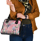 Australia Breast Cancer Awareness Shoulder Handbag Pink Galah with Eucalyptus Flowers - Aussie Hoodie