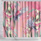 Australia Breast Cancer Awareness Shower Curtain Pink Galah with Eucalyptus Flowers - Aussie Hoodie