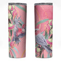 Australia Breast Cancer Awareness Skinny Tumbler Pink Galah with Eucalyptus Flowers - Aussie Hoodie