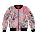 Australia Breast Cancer Awareness Sleeve Zip Bomber Jacket Pink Galah with Eucalyptus Flowers - Aussie Hoodie