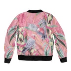 Australia Breast Cancer Awareness Sleeve Zip Bomber Jacket Pink Galah with Eucalyptus Flowers - Aussie Hoodie