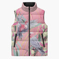 Australia Breast Cancer Awareness Sleeveless Puffer Jacket Pink Galah with Eucalyptus Flowers - Aussie Hoodie