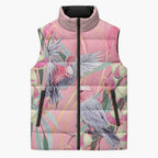 Australia Breast Cancer Awareness Sleeveless Puffer Jacket Pink Galah with Eucalyptus Flowers - Aussie Hoodie