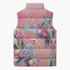 Australia Breast Cancer Awareness Sleeveless Puffer Jacket Pink Galah with Eucalyptus Flowers - Aussie Hoodie