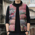 Australia Breast Cancer Awareness Sleeveless Puffer Jacket Pink Galah with Eucalyptus Flowers - Aussie Hoodie