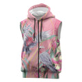 Australia Breast Cancer Awareness Sleeveless Zip Hoodie Pink Galah with Eucalyptus Flowers LT7