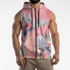 Australia Breast Cancer Awareness Sleeveless Zip Hoodie Pink Galah with Eucalyptus Flowers LT7