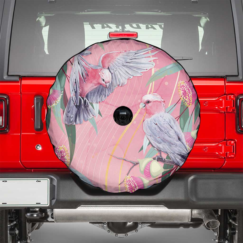 Australia Breast Cancer Awareness Spare Tire Cover Pink Galah with Eucalyptus Flowers - Aussie Hoodie
