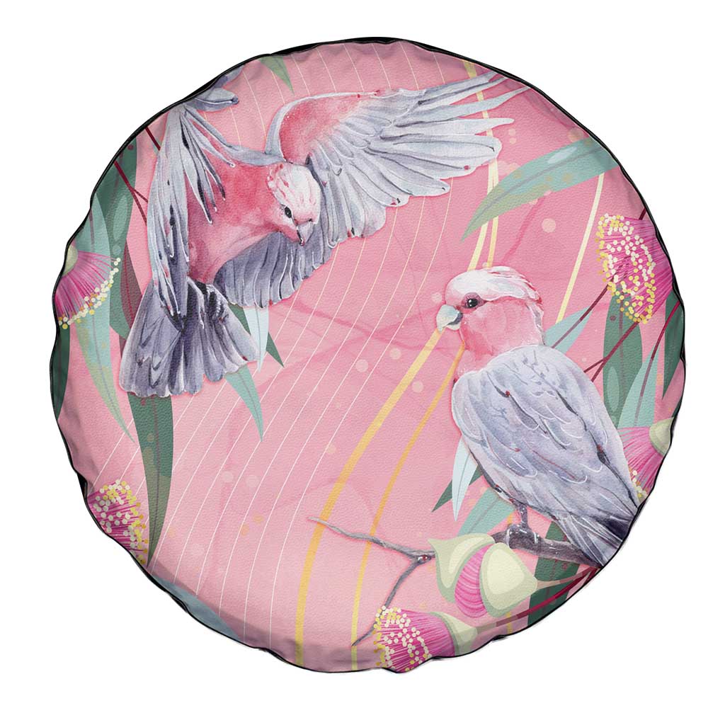 Australia Breast Cancer Awareness Spare Tire Cover Pink Galah with Eucalyptus Flowers - Aussie Hoodie