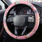 Australia Breast Cancer Awareness Steering Wheel Cover Pink Galah with Eucalyptus Flowers - Aussie Hoodie