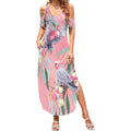 Australia Breast Cancer Awareness Summer Maxi Dress Pink Galah with Eucalyptus Flowers - Aussie Hoodie