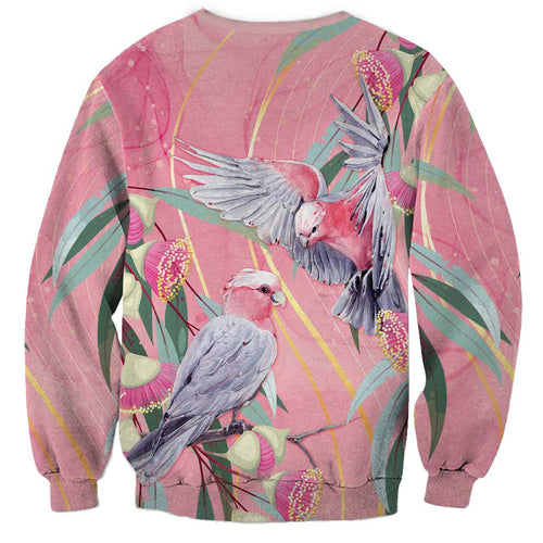 Australia Breast Cancer Awareness Sweatshirt Pink Galah with Eucalyptus Flowers - Aussie Hoodie