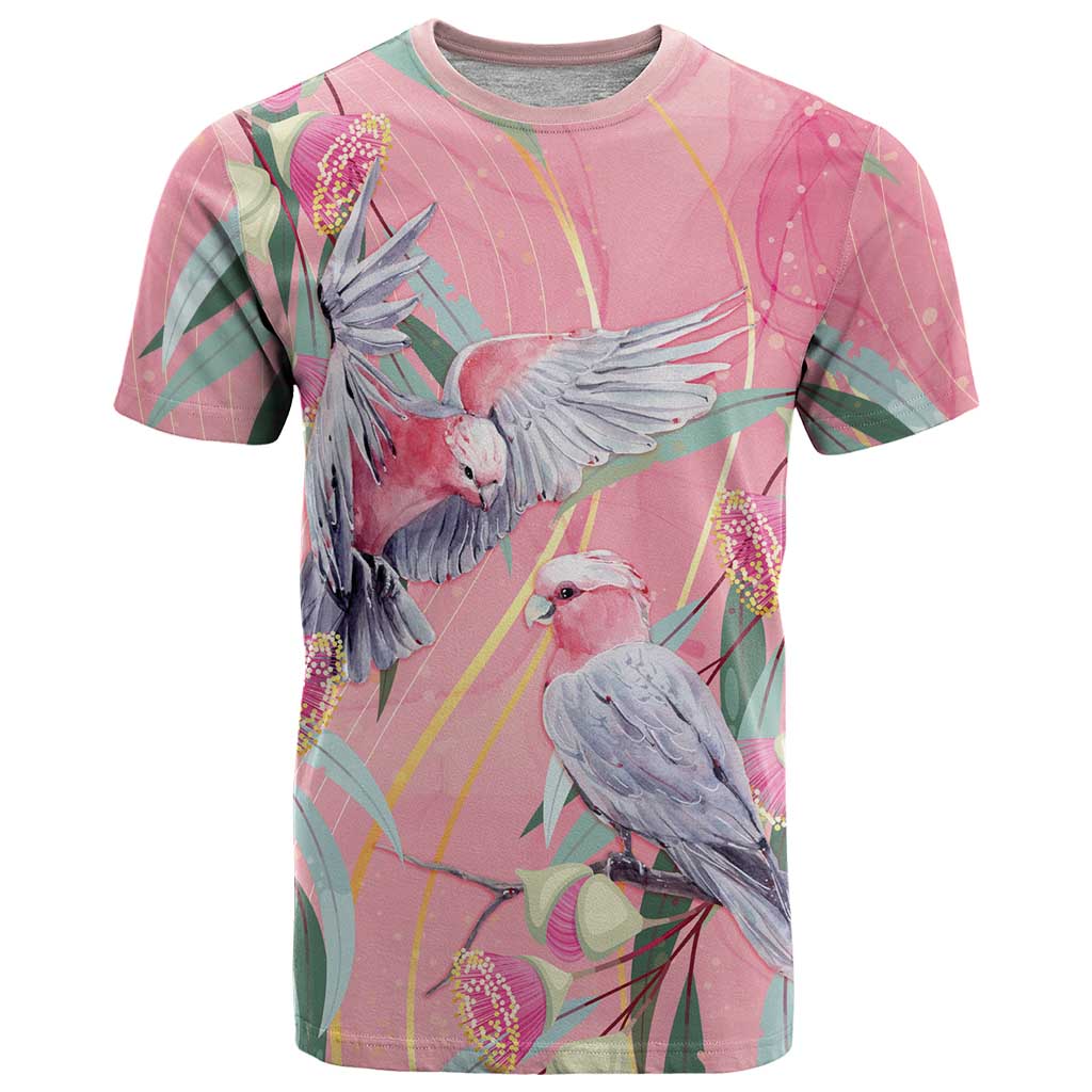 Australia Breast Cancer Awareness T Shirt Pink Galah with Eucalyptus Flowers - Aussie Hoodie