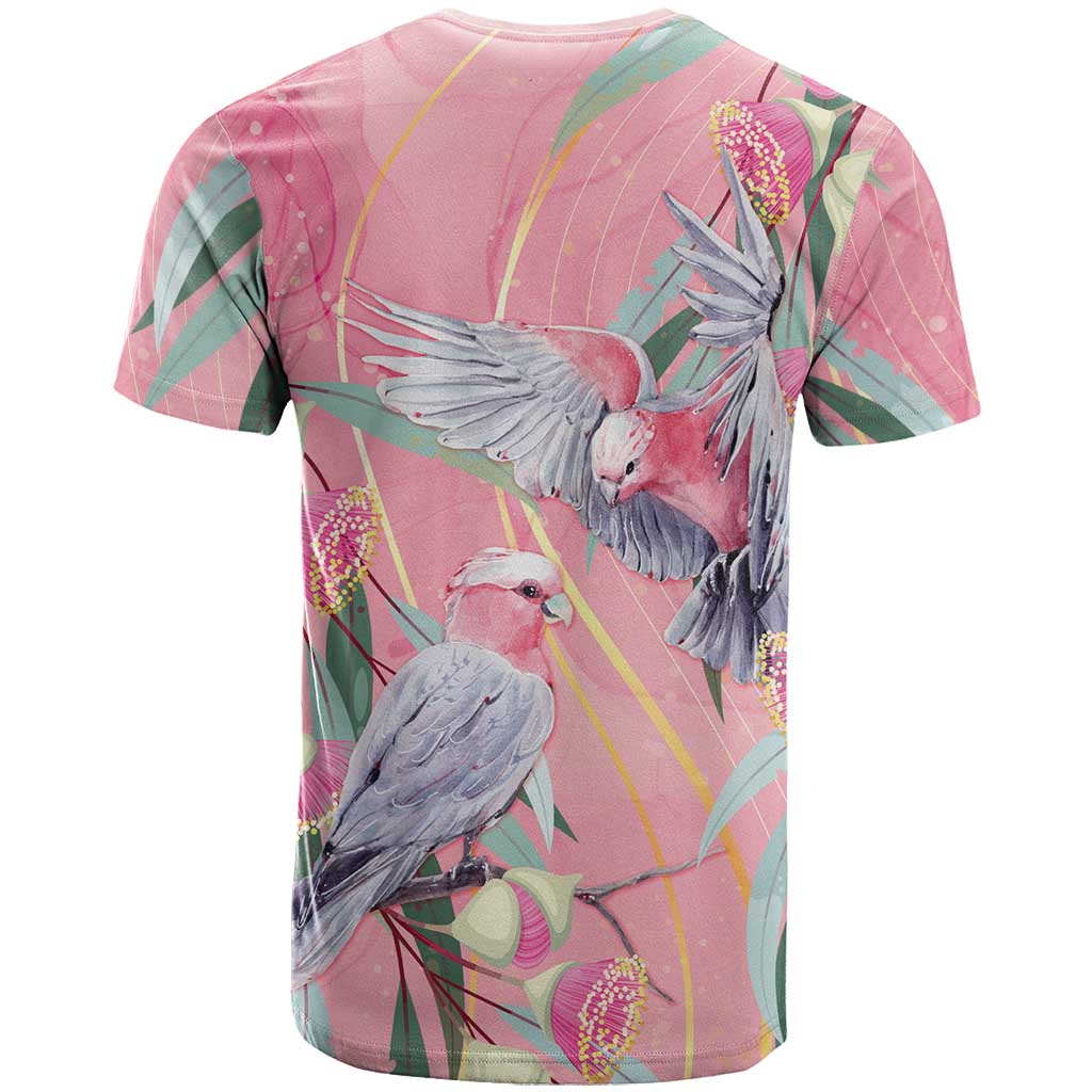 Australia Breast Cancer Awareness T Shirt Pink Galah with Eucalyptus Flowers - Aussie Hoodie