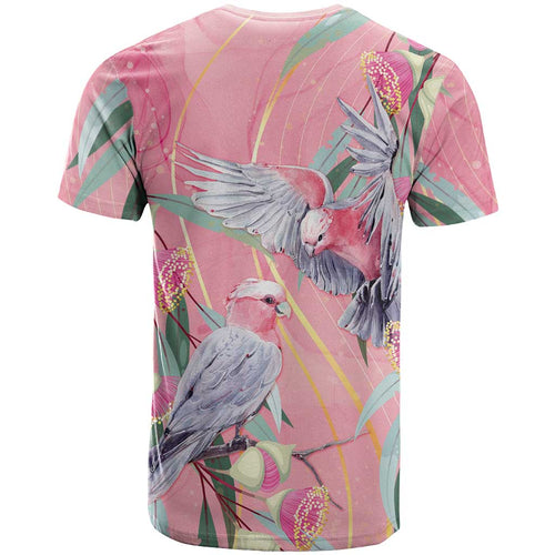 Australia Breast Cancer Awareness T Shirt Pink Galah with Eucalyptus Flowers - Aussie Hoodie