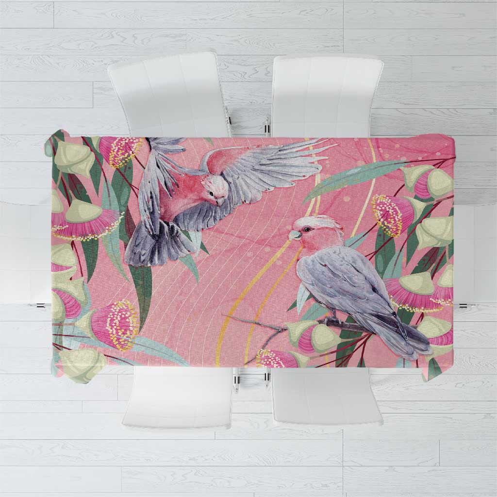 Australia Breast Cancer Awareness Tablecloth Pink Galah with Eucalyptus Flowers - Aussie Hoodie