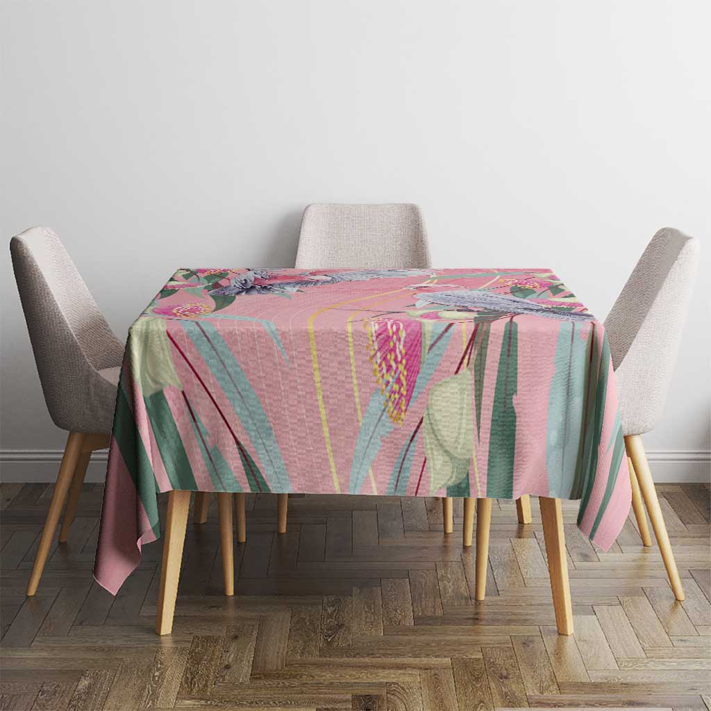 Australia Breast Cancer Awareness Tablecloth Pink Galah with Eucalyptus Flowers - Aussie Hoodie