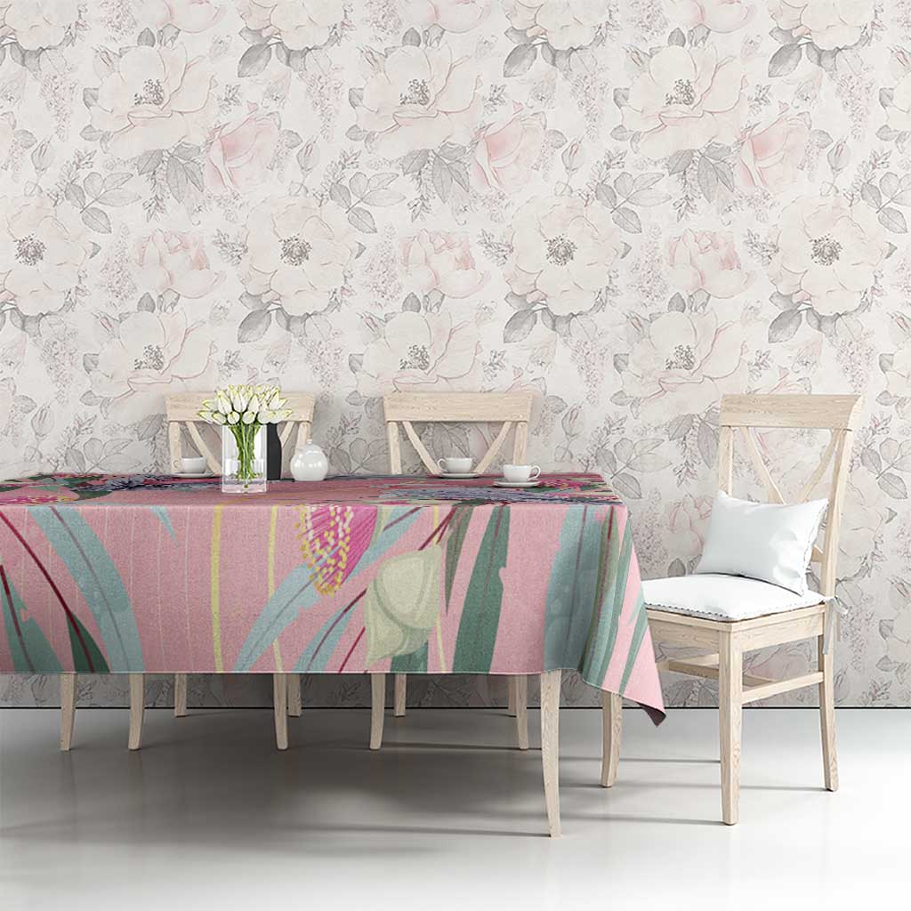 Australia Breast Cancer Awareness Tablecloth Pink Galah with Eucalyptus Flowers - Aussie Hoodie
