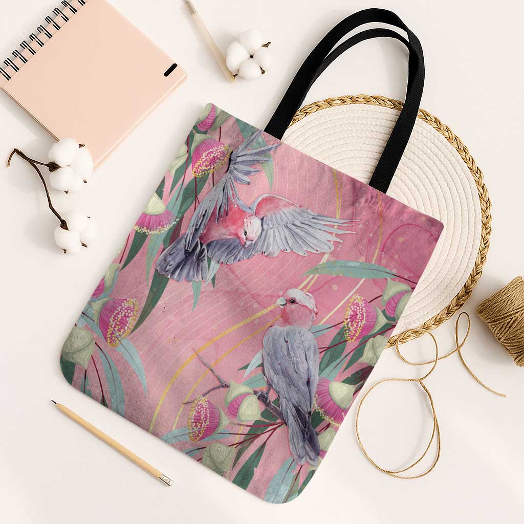 Australia Breast Cancer Awareness Tote Bag Pink Galah with Eucalyptus Flowers - Aussie Hoodie