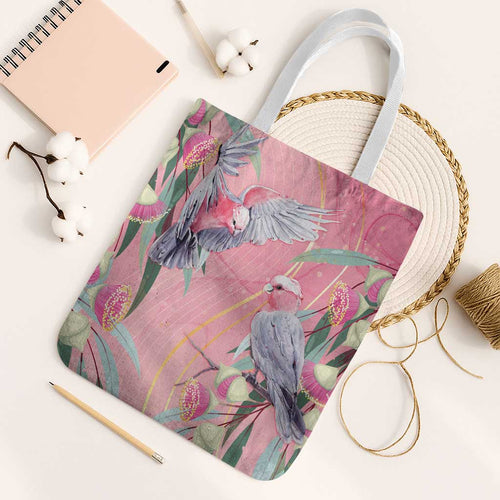 Australia Breast Cancer Awareness Tote Bag Pink Galah with Eucalyptus Flowers - Aussie Hoodie