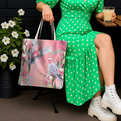 Australia Breast Cancer Awareness Tote Bag Pink Galah with Eucalyptus Flowers - Aussie Hoodie