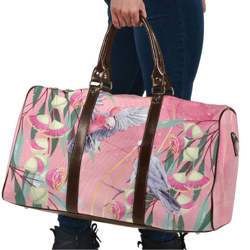 Australia Breast Cancer Awareness Travel Bag Pink Galah with Eucalyptus Flowers - Aussie Hoodie