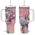 Australia Breast Cancer Awareness Tumbler With Handle Pink Galah with Eucalyptus Flowers - Aussie Hoodie