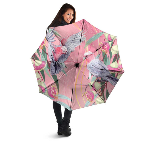 Australia Breast Cancer Awareness Umbrella Pink Galah with Eucalyptus Flowers - Aussie Hoodie