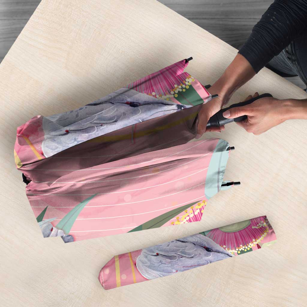 Australia Breast Cancer Awareness Umbrella Pink Galah with Eucalyptus Flowers - Aussie Hoodie