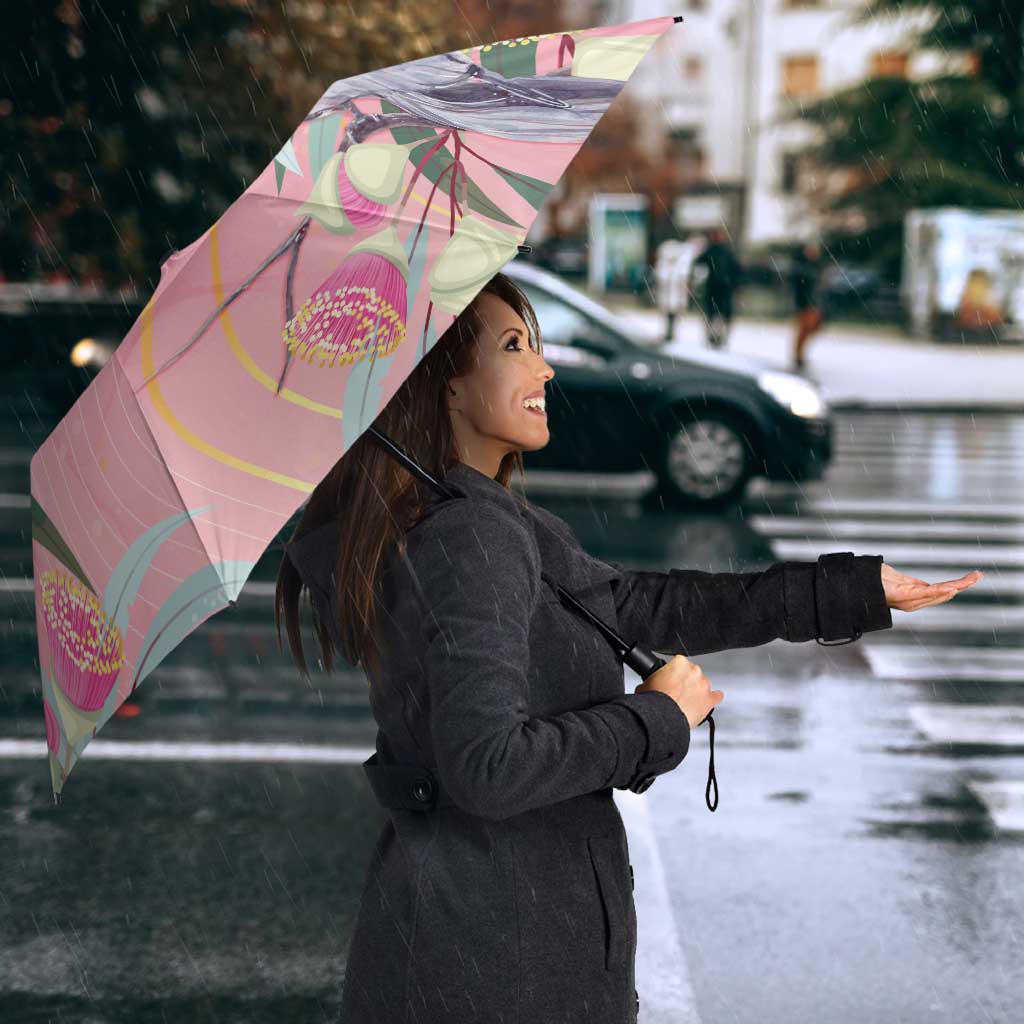Australia Breast Cancer Awareness Umbrella Pink Galah with Eucalyptus Flowers - Aussie Hoodie