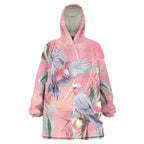 Australia Breast Cancer Awareness Wearable Blanket Hoodie Pink Galah with Eucalyptus Flowers - Aussie Hoodie