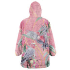 Australia Breast Cancer Awareness Wearable Blanket Hoodie Pink Galah with Eucalyptus Flowers - Aussie Hoodie