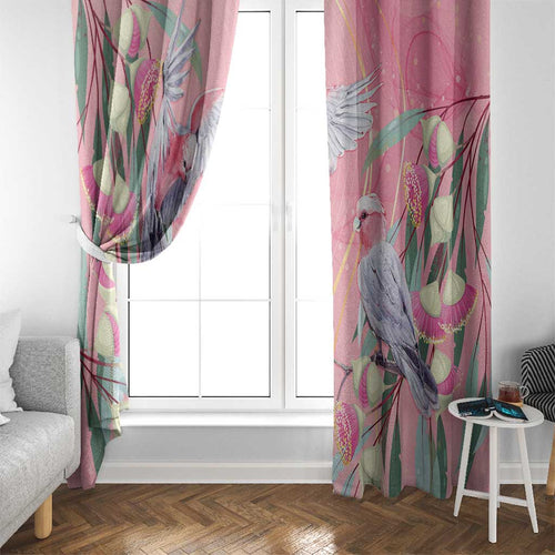 Australia Breast Cancer Awareness Window Curtain Pink Galah with Eucalyptus Flowers - Aussie Hoodie