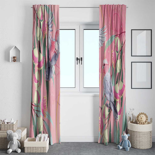 Australia Breast Cancer Awareness Window Curtain Pink Galah with Eucalyptus Flowers - Aussie Hoodie