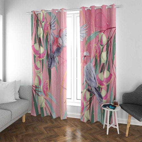 Australia Breast Cancer Awareness Window Curtain Pink Galah with Eucalyptus Flowers - Aussie Hoodie